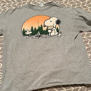 Gray Snoopy & Woodstock T Shirt
